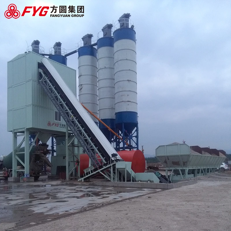 FYG HZS180 Electric Power Type Mixing Plant Conveyor Loading New Condition Production Line Machine Core Components Include Motor