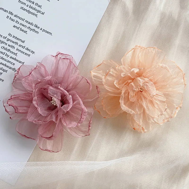 Hot Selling Chiffon Fabric Flower Headwear Hair Shoes Accessories Artificial Decorative Flower