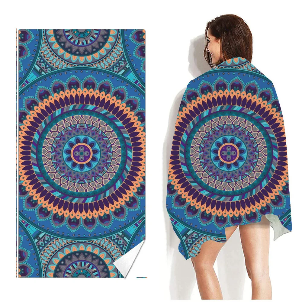 Custom printed logo beach towel Ultra moisture absorption fast drying microfiber light weight sand free beach towel