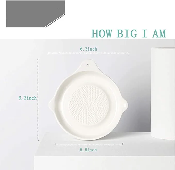 Ceramics Grater Plate for Ginger Porcelain Grater Plate Ceramic Baby Food Grinder Plate for Fruits Vegetables Ginger Garlic