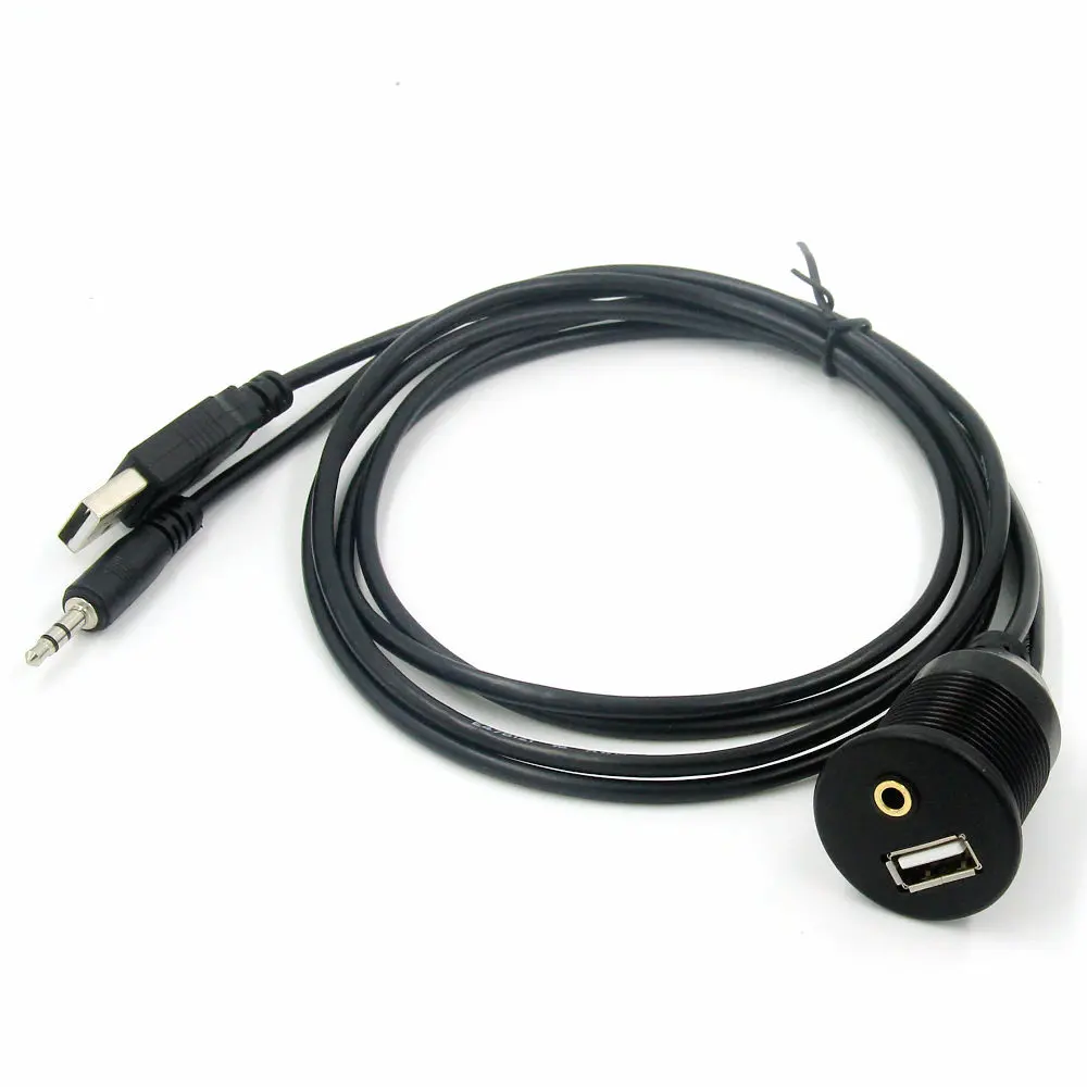 Wholesale Automotive Car Audio Cables USB 3.5mm AUX music input Socket Flush Mount Dashboard Cable for Car Marine Boat