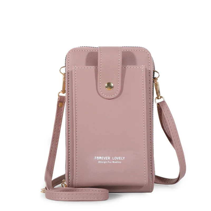 Ladies Korean Fashion Multi-Function Shoulder Wallet New Wholesale Solid Color Diagonal Mobile Phone Bag Single Strap Touch