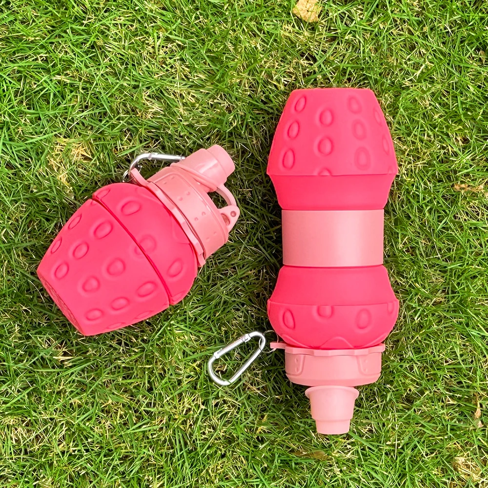 OUYADA Custom Food Grade Silicone Foldable Water Bottles Travel Gym Leakproof Collapsible Sports Silicone Water Bottle