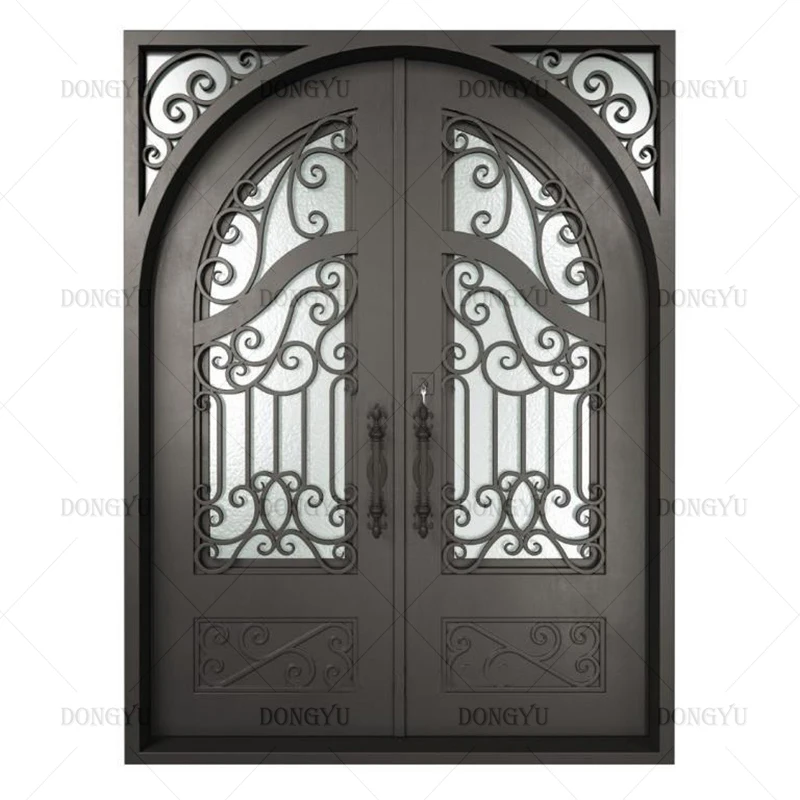 Saudi Arabia reinforced steel thermal insulation with foam one and half front main wrought iron door for house villa