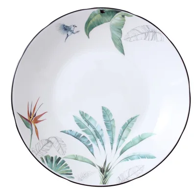 European style green plants pattern tableware clean safe home dining plate