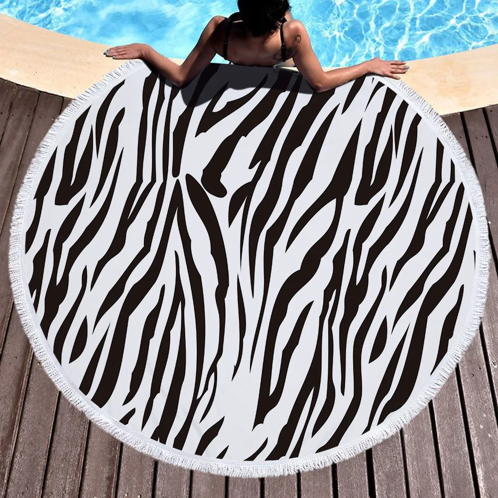Quick Dry Sand Free Round Microfiber Leopard Print Beach Towels for Bath Pool Swimming