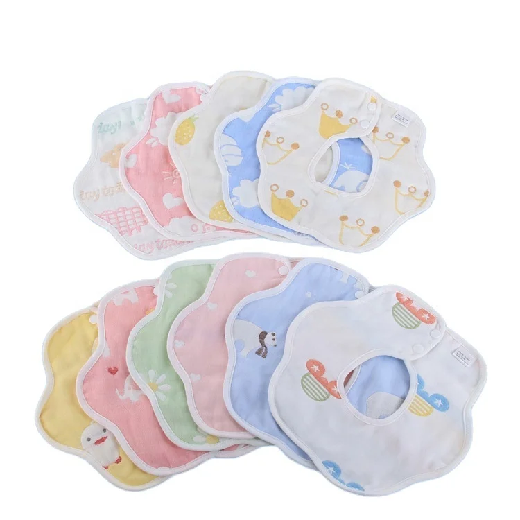 40 Design 6 Layers Baby Cotton Bib Flower Design Infant Waterproof Bandana Round 360 Degree Baby Feeding Saliva Towels Baby Bibs