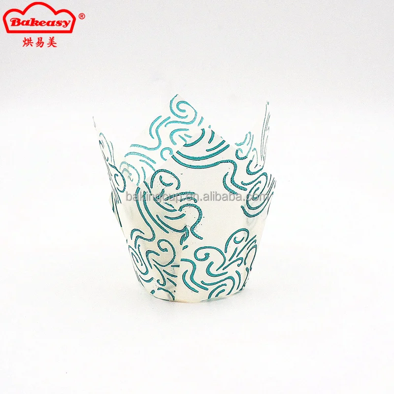 200pcs Stocked Feature Baking Paper Cup tulip cupcake Wrappers with swirl printing Tulip Cups Muffin Liners