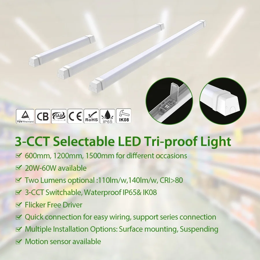 Warehouse Office Cheap Ultra Slim Light LED Linear Strip Light 20W 40W 60W  6500K 240VAC Bright LED Batten Tri-proof Light