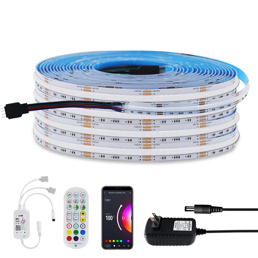 Dream Color RGBIC Cob Led шириной 10 мм 12 В 24 5 м бесшовный адрес RGB полосы света 420 светодиодов/м