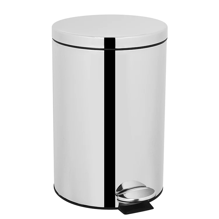 20L Best Selling Hotel Bathroom Dust Bin And Kitchen Household Metal Waterproof Dustbins Stainless Steel Foot Pedal Dust Bin