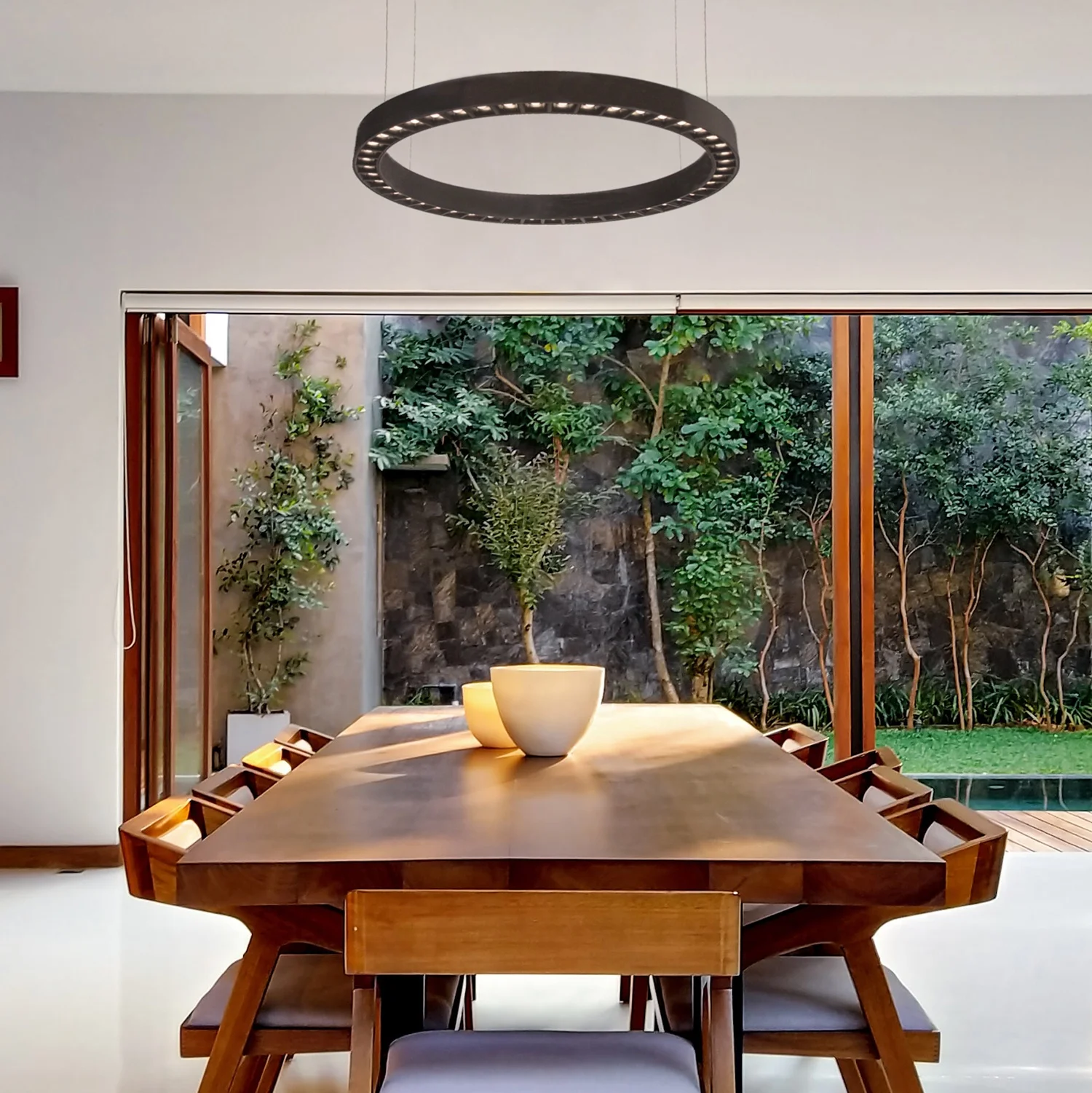 1300mm diameter custom ring dimmable warm light office low UGR reflector surface mount ceiling circular LED grill light
