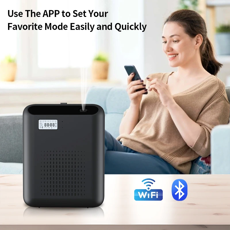 Trending products 2025 new arrivals air pump fragrance waterless phone connect App wall mounted diffuser for home 500ml