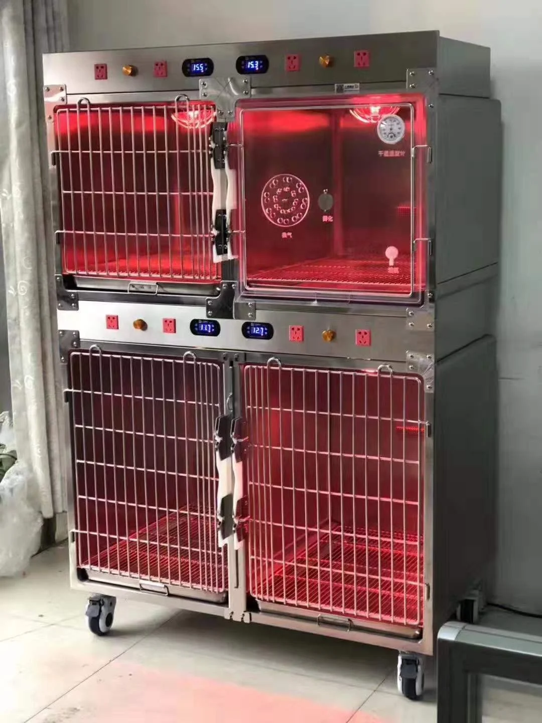 
Pet cage with temperature control version of warm lamp power supply oxygen chamber 