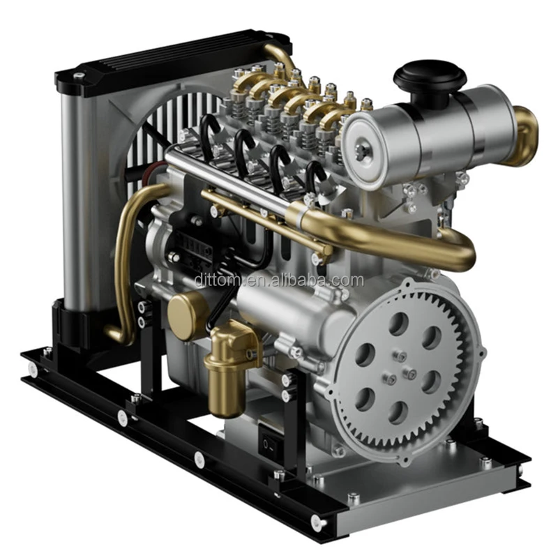 1/10 Mini Diesel Four-cylinder Mechanical Engine Model Metal Electrical Machinery Drive Sets Assembled Model Toy