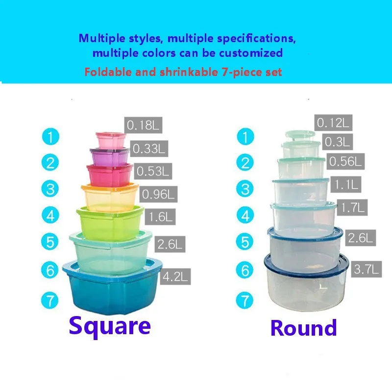 Foldable and shrinkable food storage container PP plastic fresh-keeping sealed storage box