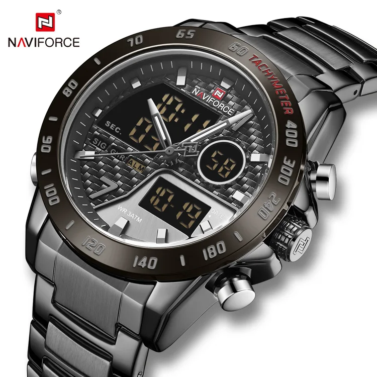 NAVIFORCE  9171 Fashion Luxury Business Men Wristwatch Waterproof Auto Date  Male Watches with Stainless Steel Quartz Watch Men