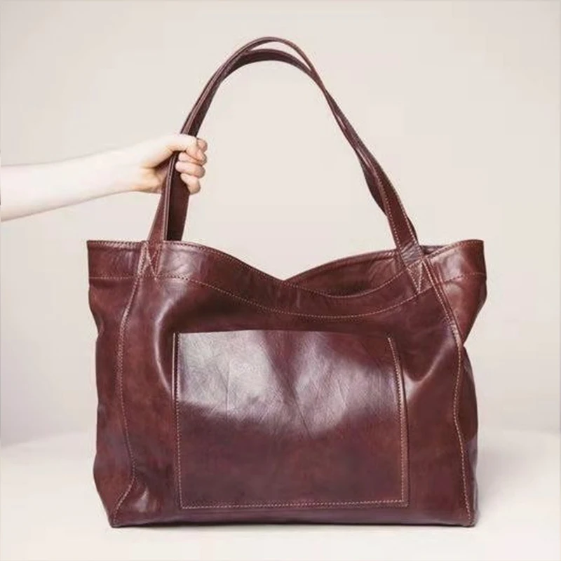
Wholesale Fashionable Retro Oil Wax Leather Ladies Large Soft Hand Bags 2021 Designer Luxury Handbags For Women Famous Brand 