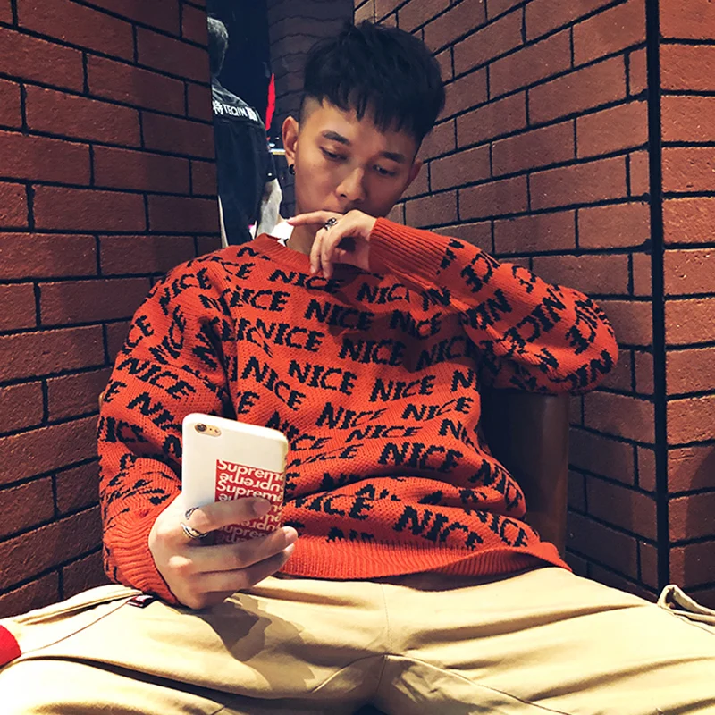 Модный дизайнерский высококачественный зимний свободный мужской свитер