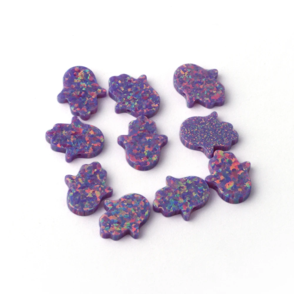 Zhengyong Jewelry OP38 Lab Created Opal Hamsa Hand Shape Synthetic Fire Opal 92 Colors Available