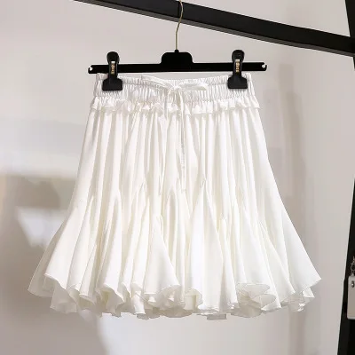 Fashion Summer Chiffon Shorts Skirt Women High Waist Pleated Mini Sun School Skirt For Female