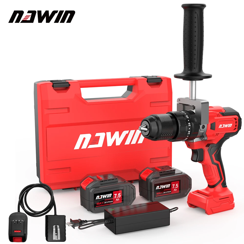 Electric screwdriver Nawin 125nm idle speed 2150 rpm brushless electric fishing ice drill 13mm battery capacity 6.0Ah