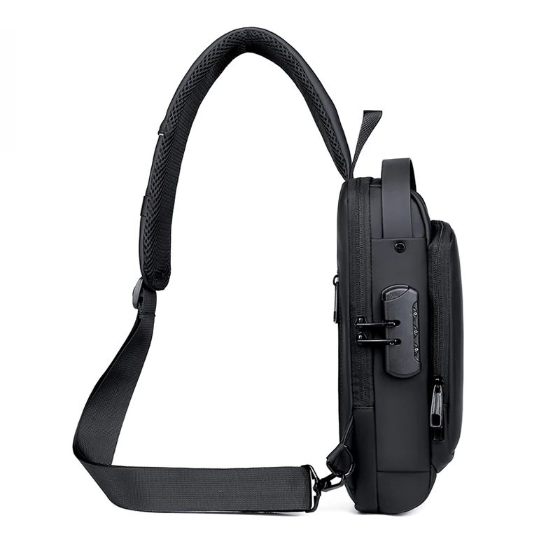 Custom Logo Crossbody Bag Men Waterproof Anti-theft Chest Bag Male Fashion Sling Cross Body Shoulder Bag With USB And Lock