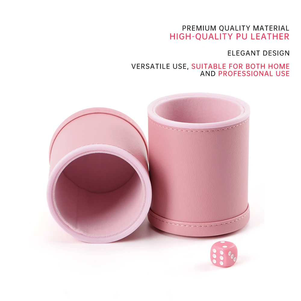 Wholesale PU Custom Roll Leather Dice Stacking Cups Set KTV Entertainment Dice Cup Club Party Desk Game Accessories