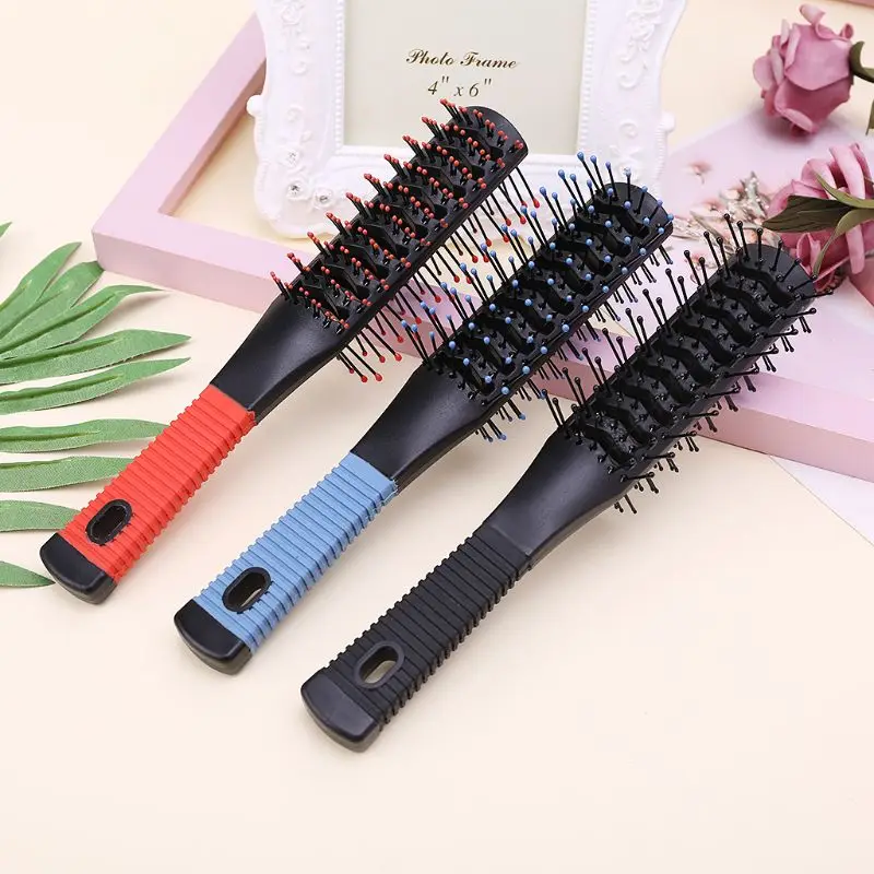 
Colored rubber non-slip handle No tangles Roller Mini Round Hair Brush 