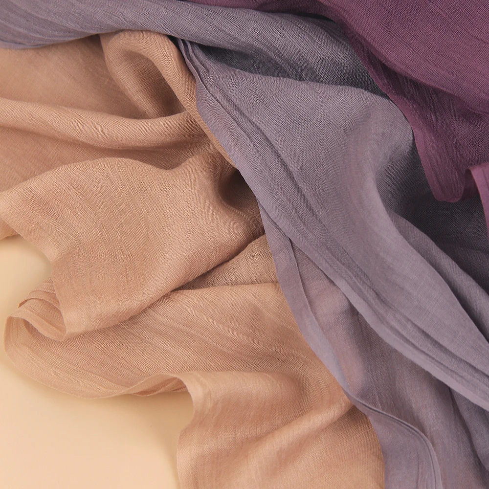 High quality solid color soft and comfortable pleated cotton hijab shawl daily use with sunscreen and breathable ladies scarf