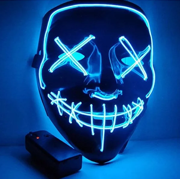 Hot sale Halloween masker led glowing black V shape with blood horror