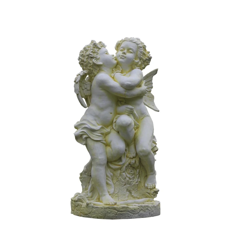 White Marble Stone Little Angel Baby Child Sculpture for exterior decoration