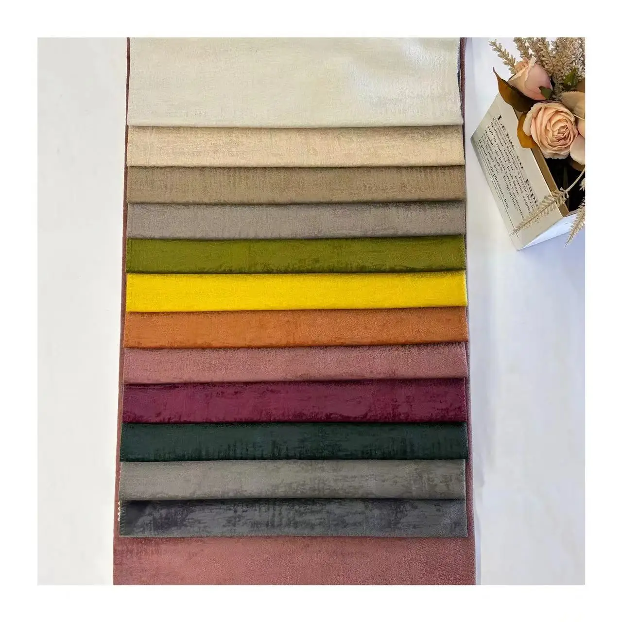 Custom Fabric 100% Polyester Knitted Plush Fabric Holland Velvet Glue Embossed Upholstery Fabric For Sofa