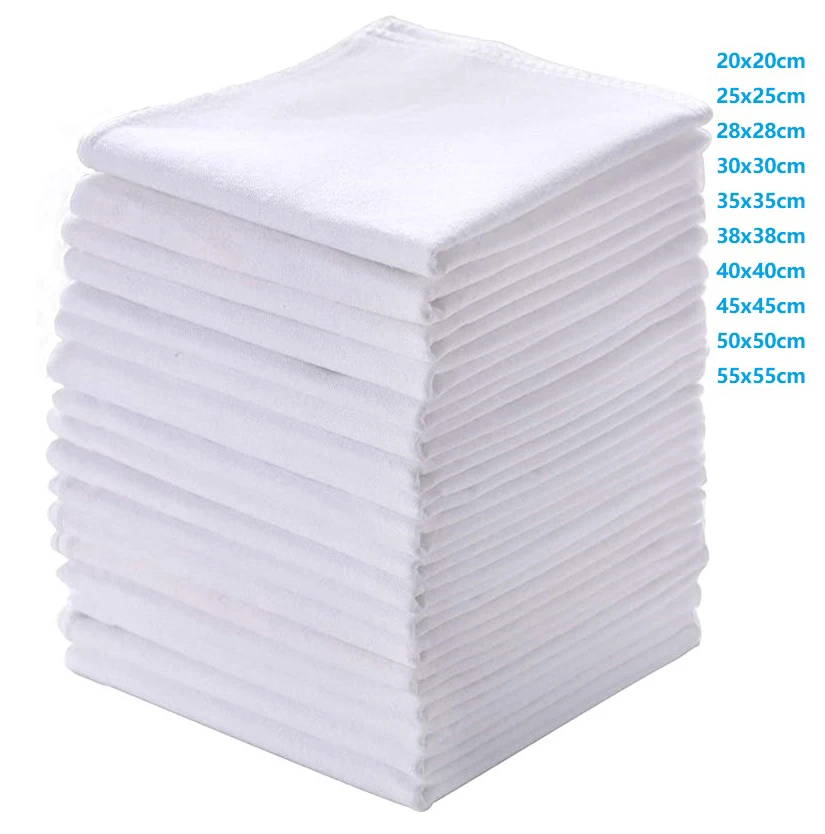 Bulk Wholesale Multi Size 100% Cotton White Blank Bandana Handkerchief For Tie Dye DIY Craft