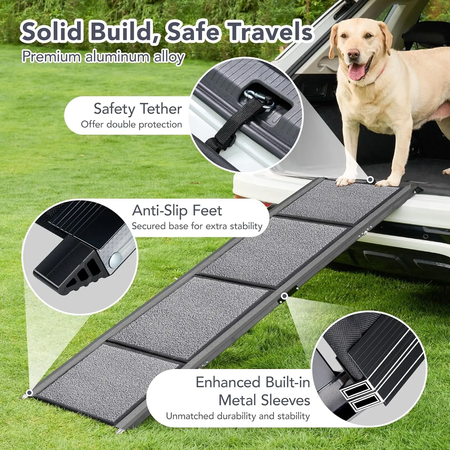 CANBO High Quality Outdoor Adjustable Ramp Pet Dog Stairs Lightweight Aluminum Dog Steps for Truck