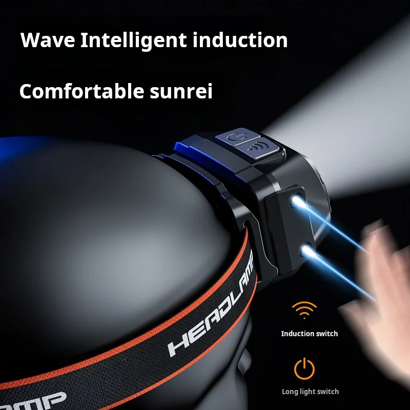 Ultra-Light LED Mini Headlamp 8-Mode Flashlights USB Rechargeable Sensor Waterproof Adjustable Outdoors Lithium Ion Switch