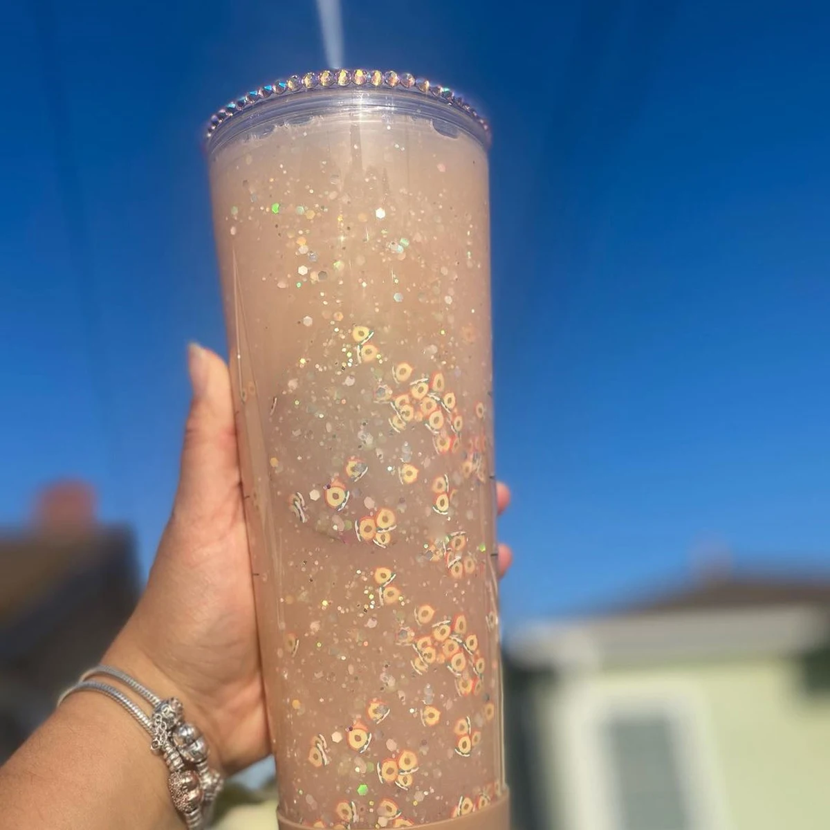 Factory Price 16oz 24oz Insulated clear tumbler Bomb Powder gold holographic rainbow Sequin Glitter Double Walled Acrylic cups
