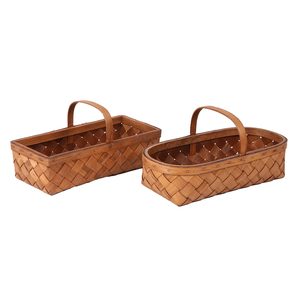 2021 Gift Basket Storage Woven Handmade Storage Basket Baskets with Handles Chip Wooden Decoration Art & Collectible Cedar Love