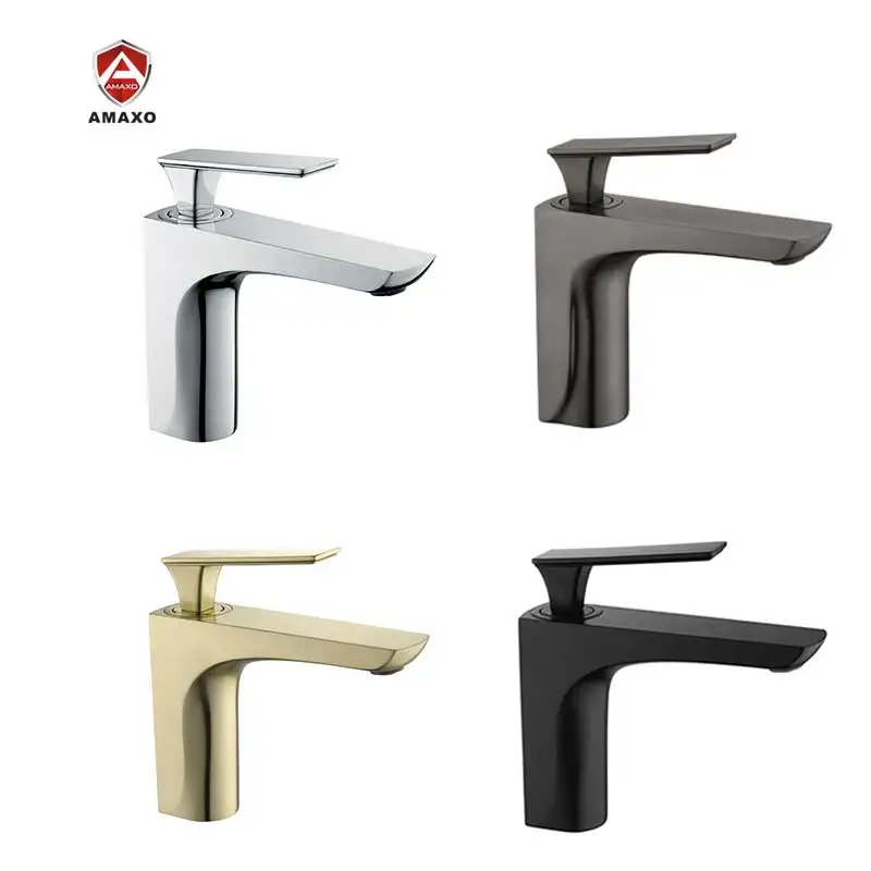 Web Celebrity Style Faucet Brass Basin Faucet Mixer Sink Taps Bathroom Brushed Grey Finish Basin Mixer