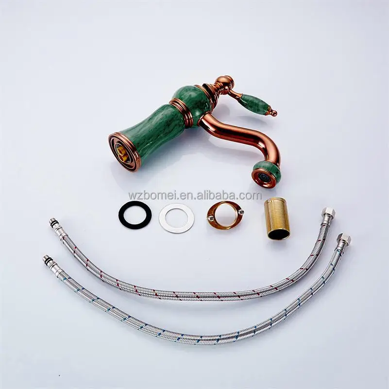 OEM Free Spare Parts Jade Deck Mounted Vessel Sink Basin Luxury Bathroom Faucet