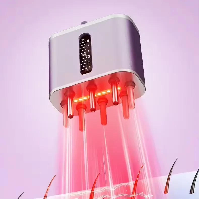 Hot Electric Head Massage Brush Hair Oil Applicator For Scalp Red Light Nourishing Scalp Ox Horn Hair Conditioning Liquid Comb