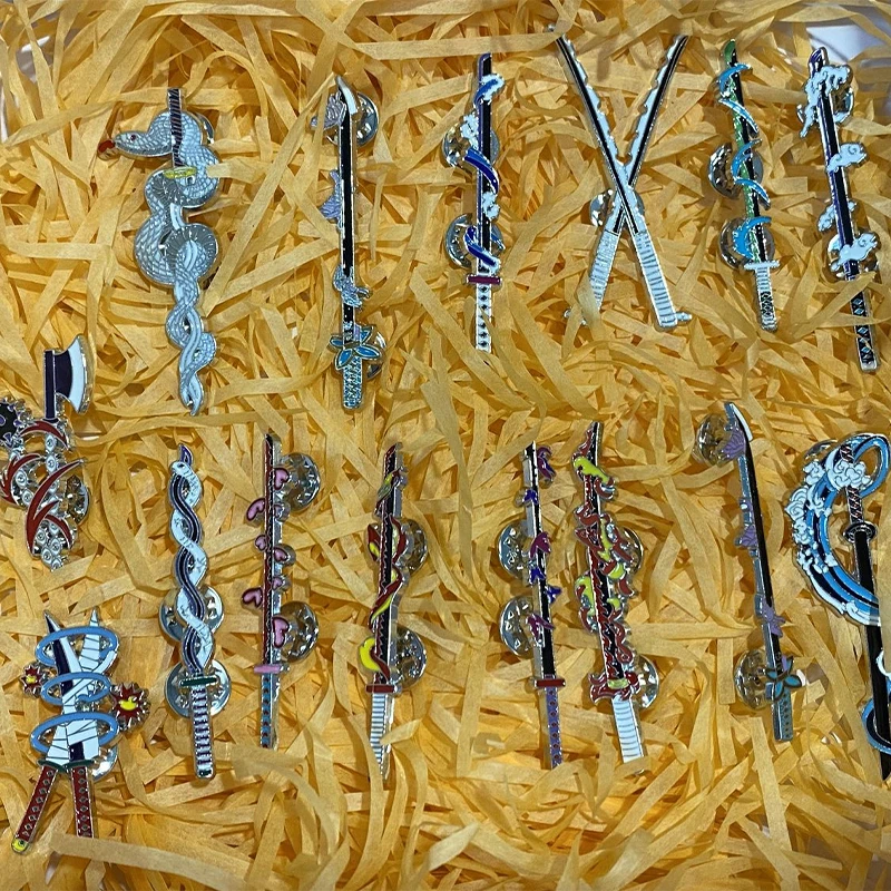 Custom lapel pin Metal Demon Slayer Sword Lapel Pin Badge Custom Shaped Anime Sword Enamel Pin Bag Garment Decoration For Clothe