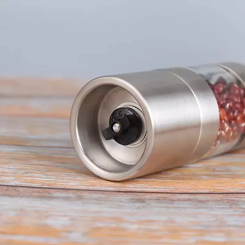 Custom Adjustable Manual 2 In 1 Pepper Mill Bottle Mini Dual Herb Spice Mill Shaker Set Stainless Steel Salt And Pepper Grinder