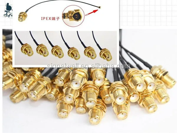 Custom 1.13 sma connector black to ipex wire isolated cable assembly sma connector coiled cable