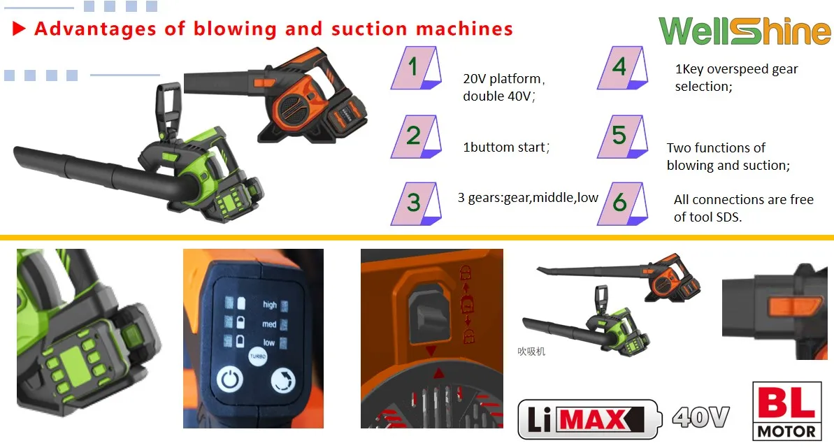 20 v Electric Axial leaf  cordless  blower with 2.0Ah battery and charger  wireless blower