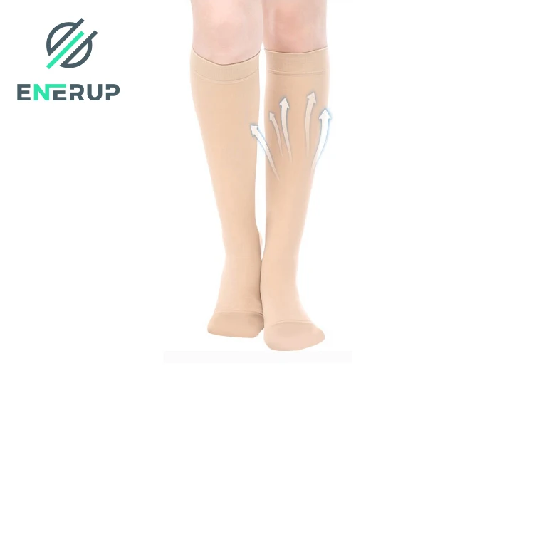 Enerup custom nylon black flesh-colored unisex socks Antibacterial 15-20mmhg calf socks compression socks medical