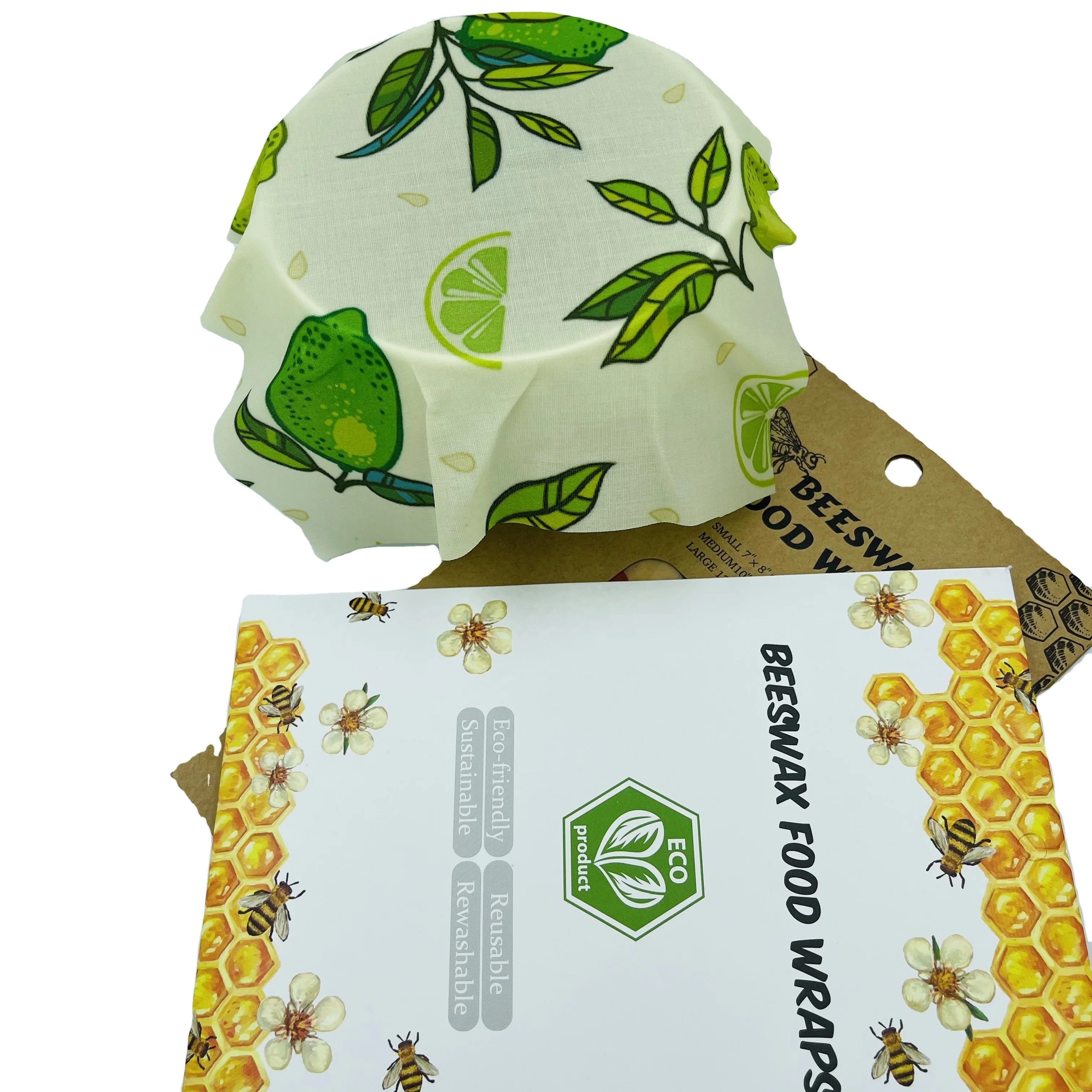 Natural Vegan Plant Base Sustainable Beeswax Food Storage Wrap Reusable Dish Bowl Covers Containers Bee Wraps