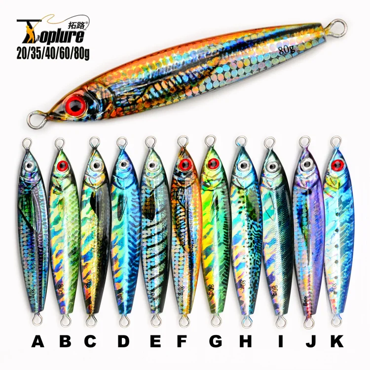 Металлическая рыболовная приманка TOPLURE с 3D-принтом, 20 г, 35 г, 40 г, 60 г, 80 г