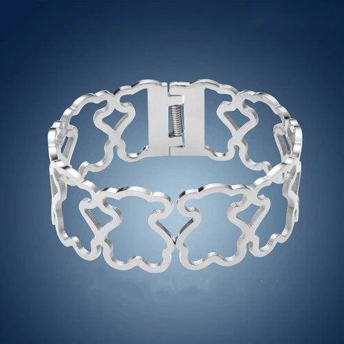 Wholesale Bear Bangle Jewelry Set 316L Stainless Steel Party Bangles Silver Crystal touses