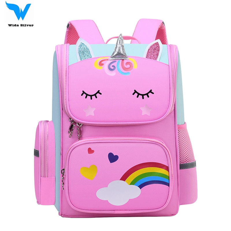 New Arrival mochila unicornio peluche Multi-colors Bag Student Kids Backpack For Girls of primary school grade 1-3